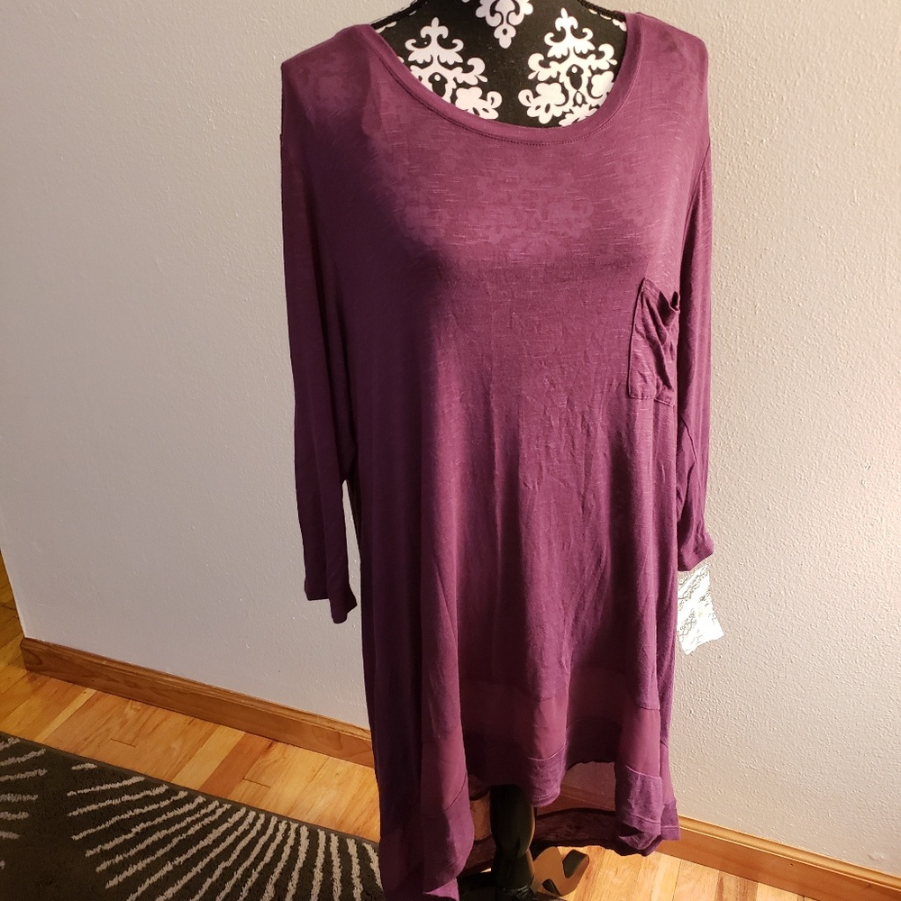 Eyeshadow Plus size 1X hunter green Tunic Top 3/4